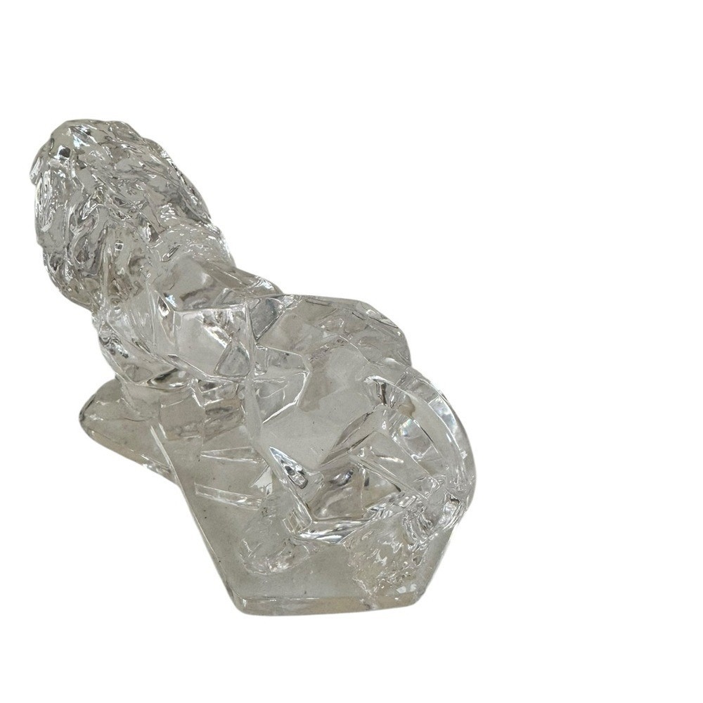 Lead Clear Crystal Lion Figurine Made in Italy Roaring Paper Weight Art Deco NWB - Picture 3 of 3